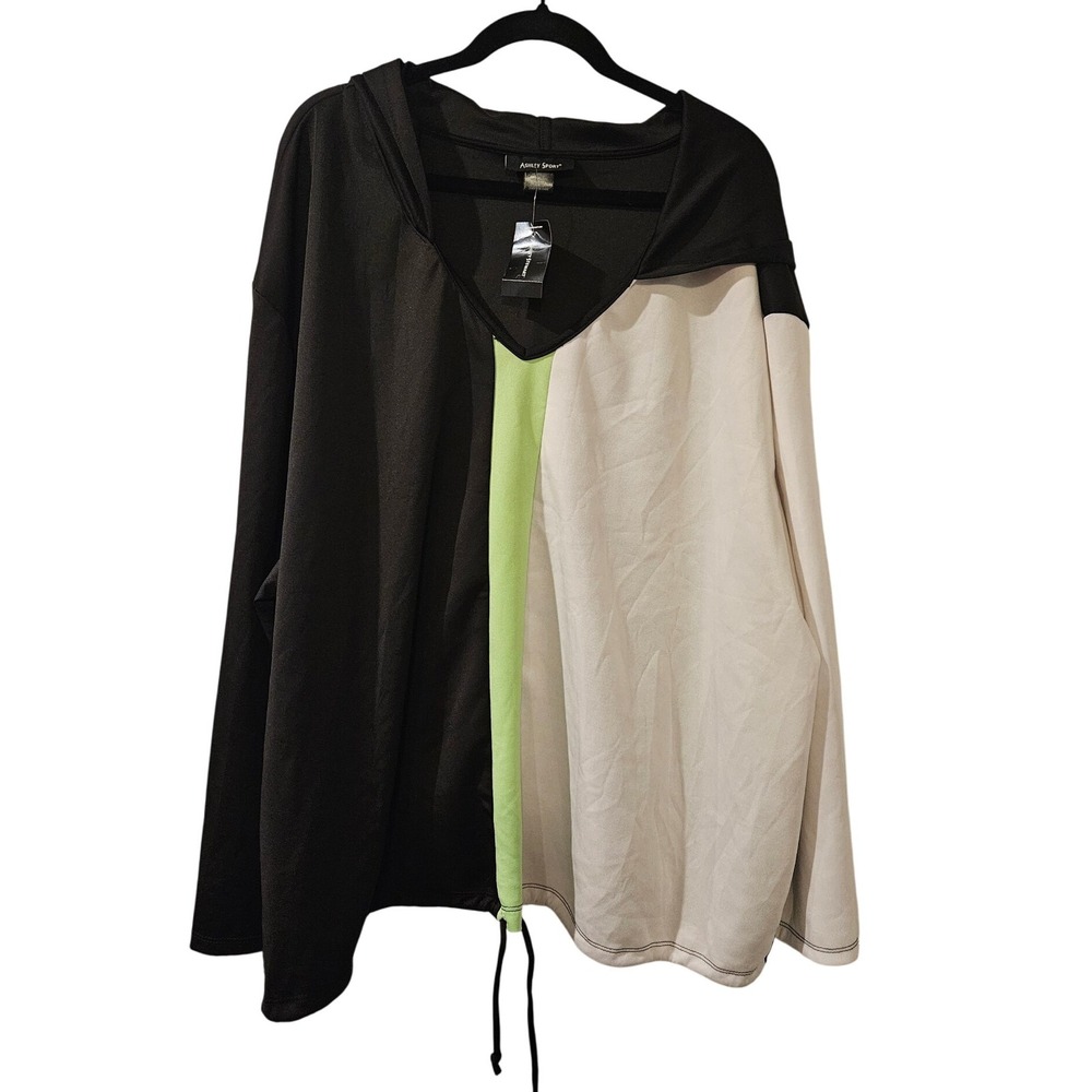 Ashley Stewart Womens Plus Size Color‎ Block Hoodie Sweatshirt 34/36 5X NWT
